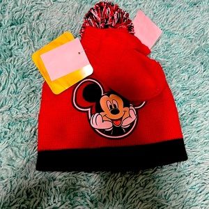 Disney babies, one size hat, and mittens red